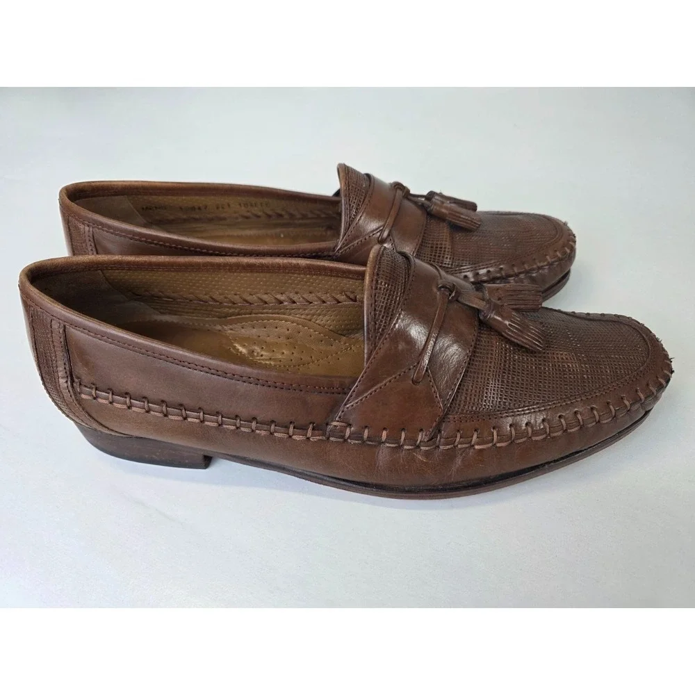 Florsheim Men's Dress Shoes‎ Size 10.5 Brown Tan Leather Tassel Slip On Loafers